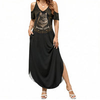 Maine Coon Cat Gentle Giant Summer Maxi Dress Royal Feline Vintage Gold Damask Portrait