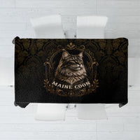Maine Coon Cat Gentle Giant Tablecloth Royal Feline Vintage Gold Damask Portrait