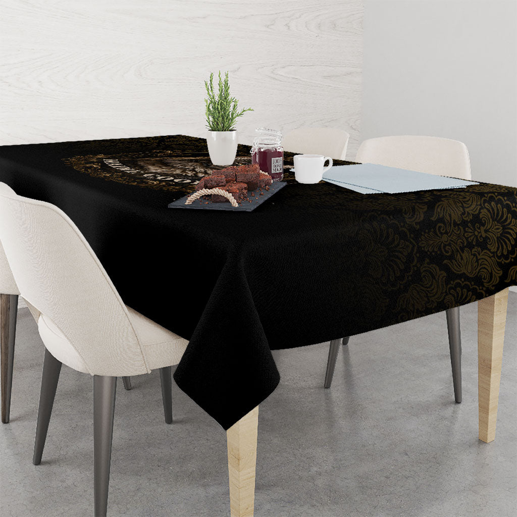 Maine Coon Cat Gentle Giant Tablecloth Royal Feline Vintage Gold Damask Portrait
