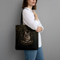 Maine Coon Cat Gentle Giant Tote Bag Royal Feline Vintage Gold Damask Portrait