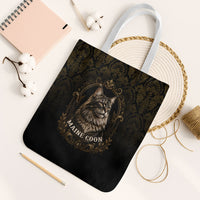 Maine Coon Cat Gentle Giant Tote Bag Royal Feline Vintage Gold Damask Portrait