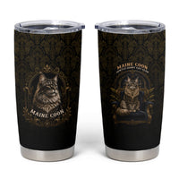 Maine Coon Cat Gentle Giant Tumbler Cup Royal Feline Vintage Gold Damask Portrait