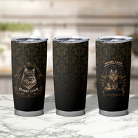Maine Coon Cat Gentle Giant Tumbler Cup Royal Feline Vintage Gold Damask Portrait
