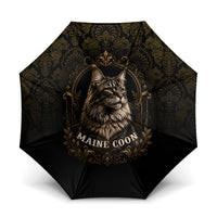 Maine Coon Cat Gentle Giant Umbrella Royal Feline Vintage Gold Damask Portrait
