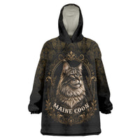 Maine Coon Cat Gentle Giant Wearable Blanket Hoodie Royal Feline Vintage Gold Damask Portrait
