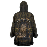 Maine Coon Cat Gentle Giant Wearable Blanket Hoodie Royal Feline Vintage Gold Damask Portrait