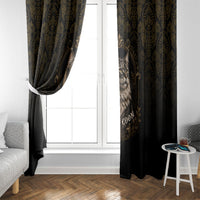 Maine Coon Cat Gentle Giant Window Curtain Royal Feline Vintage Gold Damask Portrait