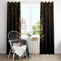 Maine Coon Cat Gentle Giant Window Curtain Royal Feline Vintage Gold Damask Portrait