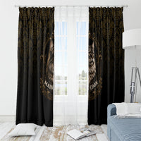 Maine Coon Cat Gentle Giant Window Curtain Royal Feline Vintage Gold Damask Portrait