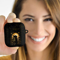 Black Cat Celestial Moon AirPods Case Mystical Gold Floral Night Sky