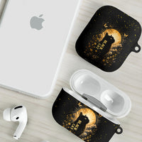 Black Cat Celestial Moon AirPods Case Mystical Gold Floral Night Sky