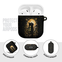 Black Cat Celestial Moon AirPods Case Mystical Gold Floral Night Sky