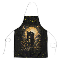 Black Cat Celestial Moon Apron Mystical Gold Floral Night Sky