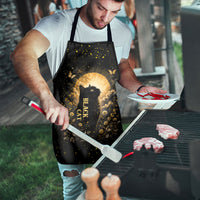 Black Cat Celestial Moon Apron Mystical Gold Floral Night Sky