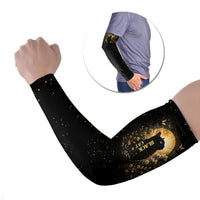 Black Cat Celestial Moon Arm Sleeves Mystical Gold Floral Night Sky