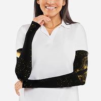 Black Cat Celestial Moon Arm Sleeves Mystical Gold Floral Night Sky