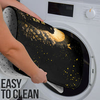 Black Cat Celestial Moon Bathroom Set Mystical Gold Floral Night Sky