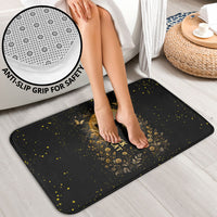 Black Cat Celestial Moon Bathroom Set Mystical Gold Floral Night Sky