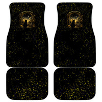 Black Cat Celestial Moon Car Mats Mystical Gold Floral Night Sky