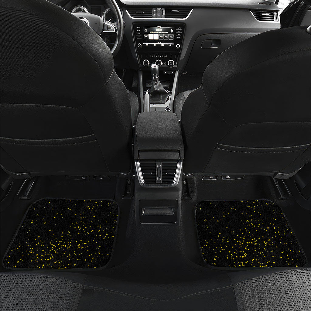 Black Cat Celestial Moon Car Mats Mystical Gold Floral Night Sky