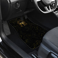 Black Cat Celestial Moon Car Mats Mystical Gold Floral Night Sky