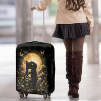 Black Cat Celestial Moon Luggage Cover Mystical Gold Floral Night Sky