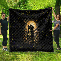 Black Cat Celestial Moon Quilt Mystical Gold Floral Night Sky