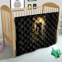 Black Cat Celestial Moon Quilt Mystical Gold Floral Night Sky