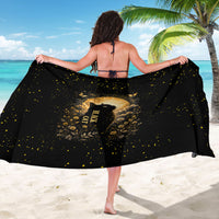 Black Cat Celestial Moon Sarong Mystical Gold Floral Night Sky