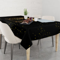 Black Cat Celestial Moon Tablecloth Mystical Gold Floral Night Sky