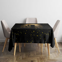 Black Cat Celestial Moon Tablecloth Mystical Gold Floral Night Sky