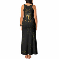 Black Cat Celestial Moon Tank Maxi Dress Mystical Gold Floral Night Sky
