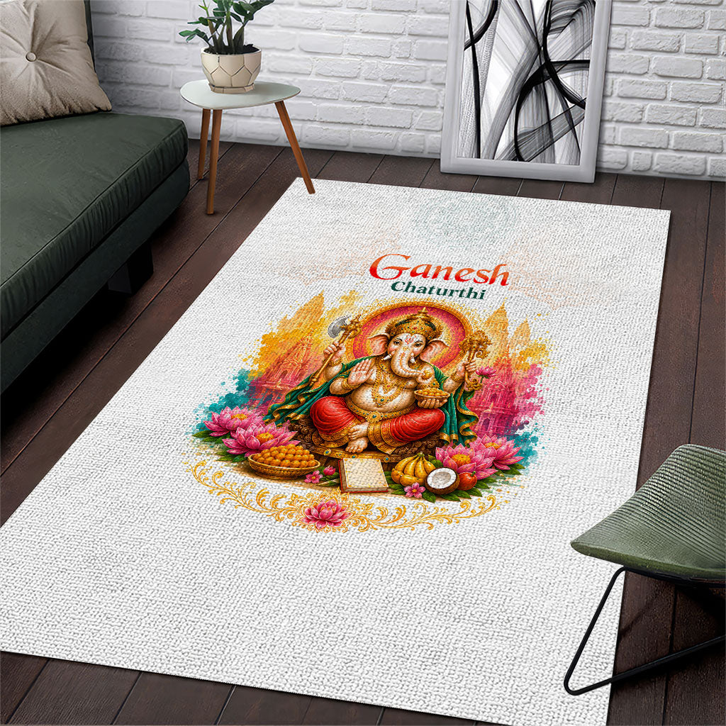 Ganesh Chaturthi Lord Ganesha Area Rug Traditional Hindu Elephant God Mandala Art Spiritual