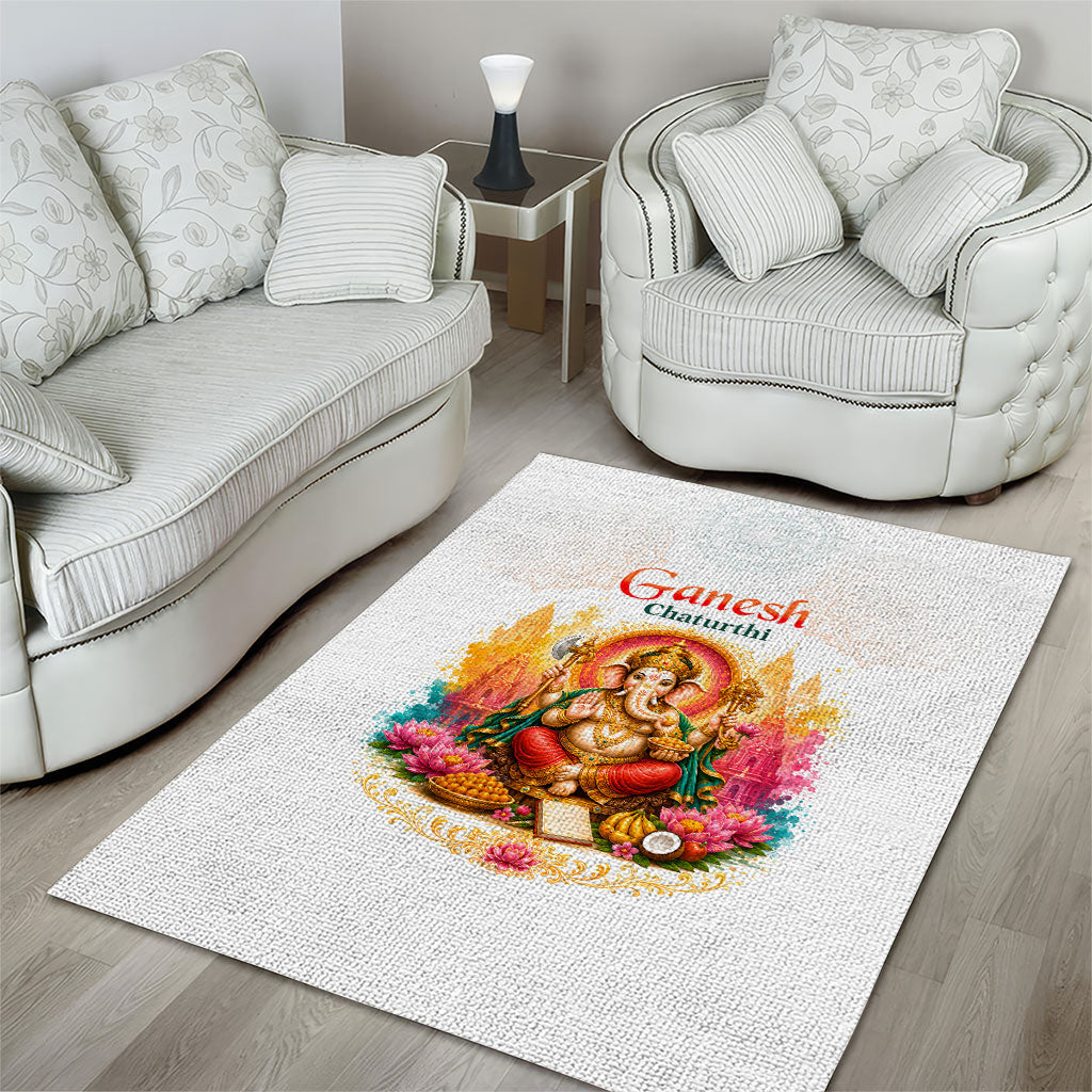 Ganesh Chaturthi Lord Ganesha Area Rug Traditional Hindu Elephant God Mandala Art Spiritual