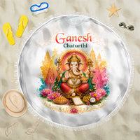 Ganesh Chaturthi Lord Ganesha Beach Blanket Traditional Hindu Elephant God Mandala Art Spiritual