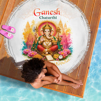 Ganesh Chaturthi Lord Ganesha Beach Blanket Traditional Hindu Elephant God Mandala Art Spiritual