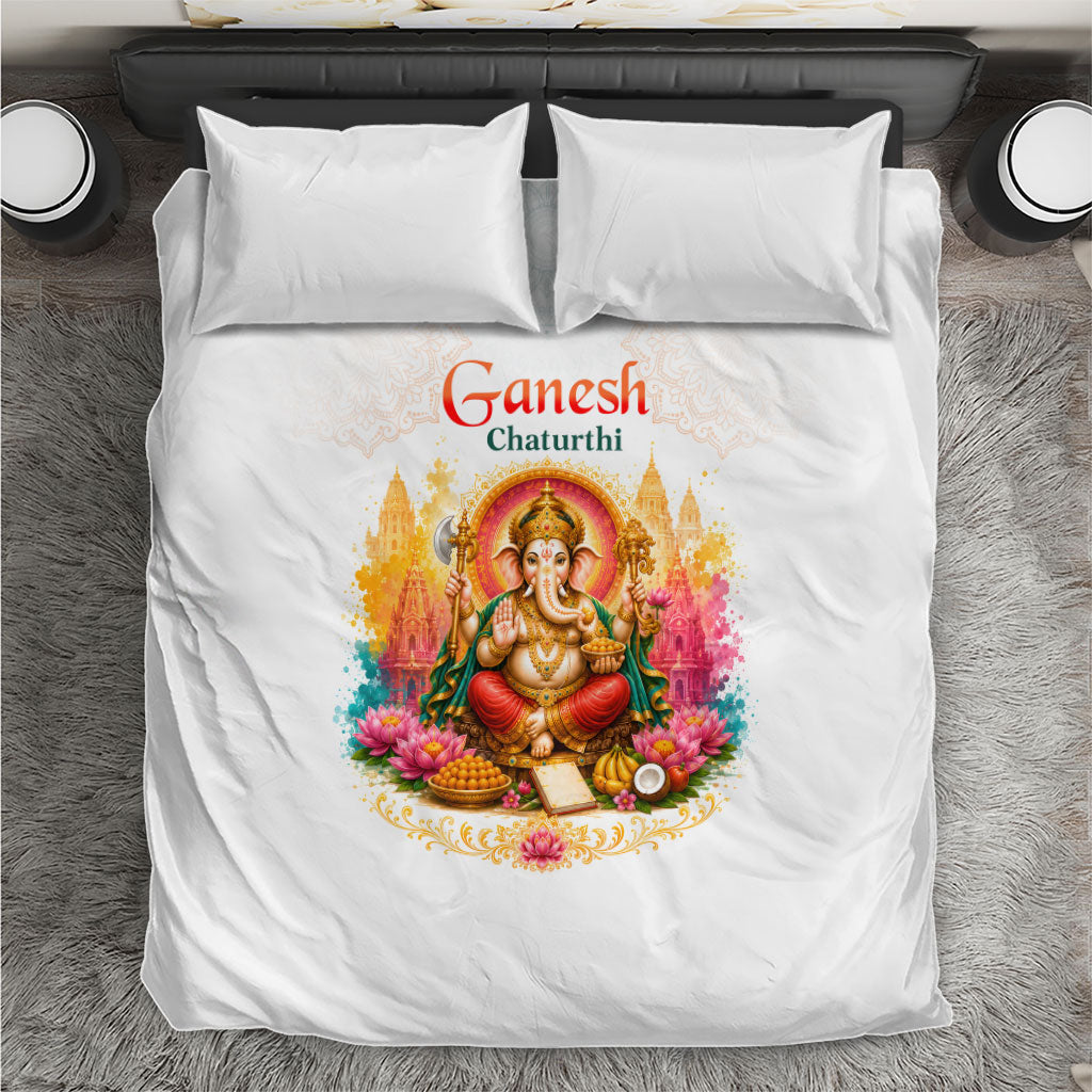 Ganesh Chaturthi Lord Ganesha Bedding Set Traditional Hindu Elephant God Mandala Art Spiritual