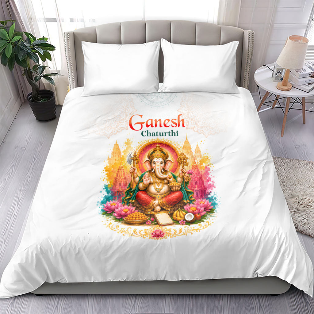 Ganesh Chaturthi Lord Ganesha Bedding Set Traditional Hindu Elephant God Mandala Art Spiritual