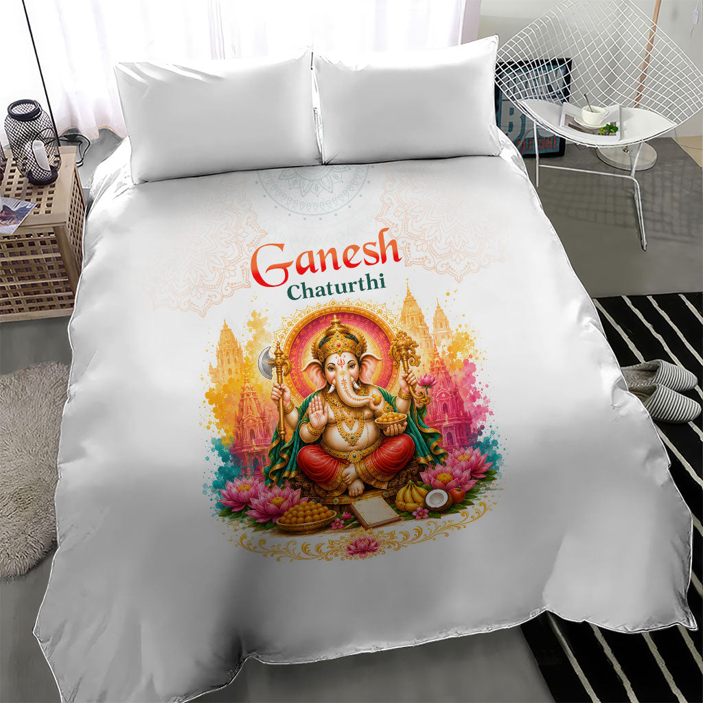 Ganesh Chaturthi Lord Ganesha Bedding Set Traditional Hindu Elephant God Mandala Art Spiritual