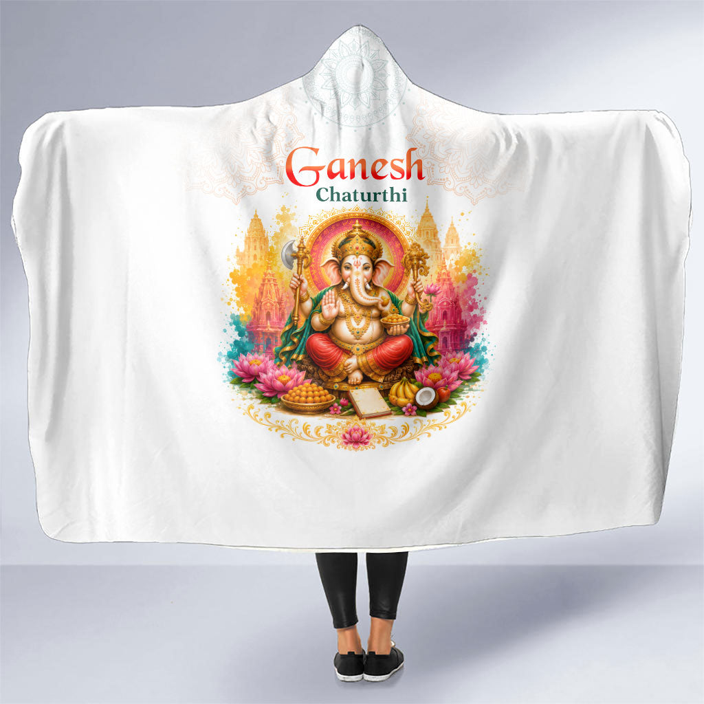 Ganesh Chaturthi Lord Ganesha Hooded Blanket Traditional Hindu Elephant God Mandala Art Spiritual