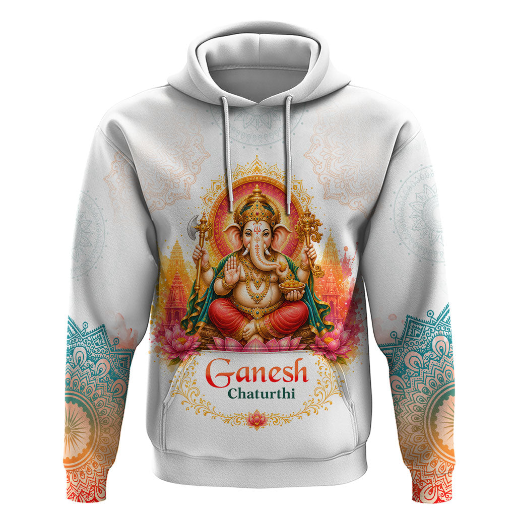 Ganesh Chaturthi Lord Ganesha Hoodie Traditional Hindu Elephant God Mandala Art Spiritual