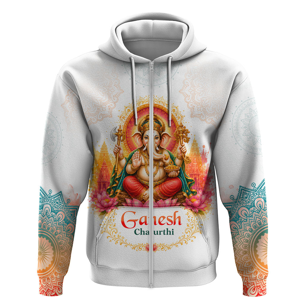 Ganesh Chaturthi Lord Ganesha Hoodie Traditional Hindu Elephant God Mandala Art Spiritual