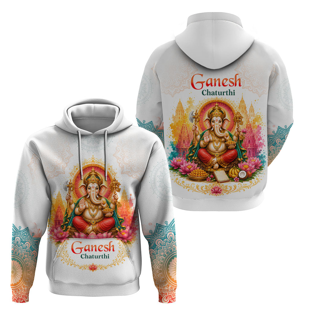 Ganesh Chaturthi Lord Ganesha Hoodie Traditional Hindu Elephant God Mandala Art Spiritual