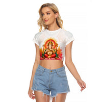 Ganesh Chaturthi Lord Ganesha Raglan Cropped T Shirt Traditional Hindu Elephant God Mandala Art Spiritual