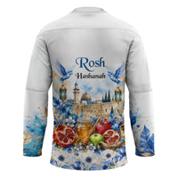 Rosh Hashanah Jewish New Year Hockey Jersey Watercolor Floral Apples Honey - Shofar Jewish Holiday
