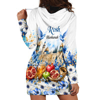 Rosh Hashanah Jewish New Year Hoodie Dress Watercolor Floral Apples Honey - Shofar Jewish Holiday