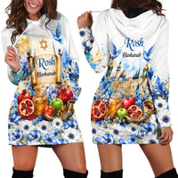 Rosh Hashanah Jewish New Year Hoodie Dress Watercolor Floral Apples Honey - Shofar Jewish Holiday