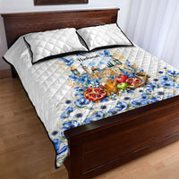 Rosh Hashanah Jewish New Year Quilt Bed Set Watercolor Floral Apples Honey - Shofar Jewish Holiday