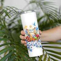 Rosh Hashanah Jewish New Year Skinny Tumbler Watercolor Floral Apples Honey - Shofar Jewish Holiday