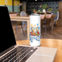 Rosh Hashanah Jewish New Year Skinny Tumbler Watercolor Floral Apples Honey - Shofar Jewish Holiday